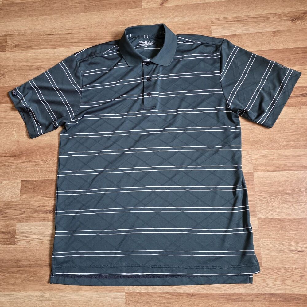 Straight Down - Mens M Short Sleeve Golf Polo Shirt Green - Hudson Golf Club